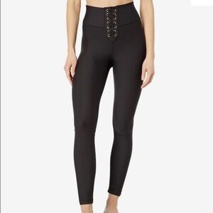 WeWoreWhat High-Waisted Black Lace-Up Leggings in Chocolate Brown size XS